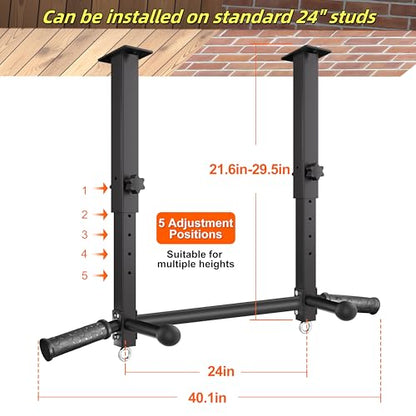 Ceiling Mount Pull Up Bar for Garage/Basement/Rafter - Heavy Duty 800LBS Adjustable Height Multi-Grip Chin Up Bar,Ceiling Joist/Beam