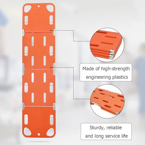Foldable Spine Board Stretcher Backboard,Four-Fold Engineering Plastic Board for Long-Term Care,Water Floating Stretcher,Portable Transport Rescue Stretcher