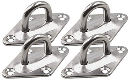 Heavy Duty Hammock Kits & Ceiling Hook Diamond Pad Eye Plates, 304 Stainless Steel & Black Zinc Galvanized Steel Corrosion Resistant, 2, 4 & 8 Packs - color: 4-Pack-Zinc-M6