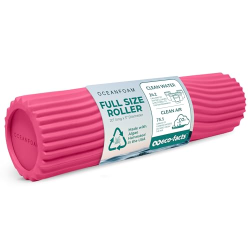 Tidal Roller - Hot Pink - Muscle Massage Foam Roller for Back Pain & Stretching - Firm and Ergonomic Wide Wave Textured - Yoga, Athletics, & Wellness - Full Size, 20" x 5" - color: Hot Pink