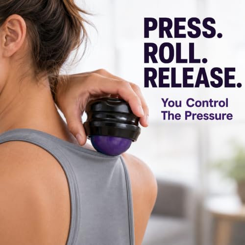 Manual Massage Ball Roller for Forearm & Muscle Pain Relief - Purple Handheld Self Massage Tool for Essential Oils & Lotion - color: Purple