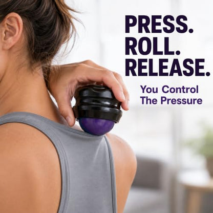 Manual Massage Ball Roller for Forearm & Muscle Pain Relief - Purple Handheld Self Massage Tool for Essential Oils & Lotion - color: Purple