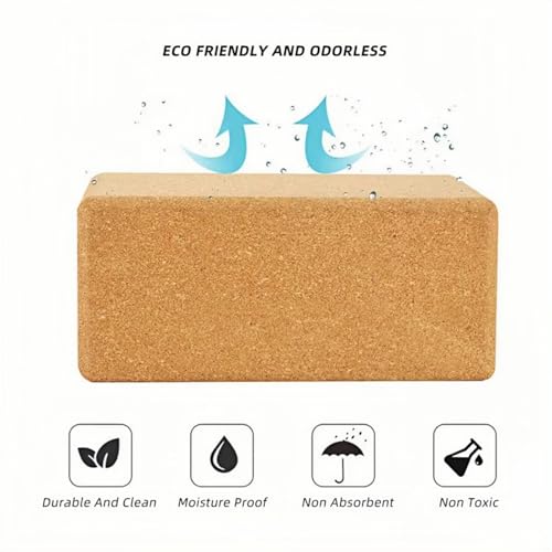 Yoga Block - Fine-Grain Cork Block, Yoga Equipment, Home Gym Accessory, Pilates Tool, Lightweight for Travel, Extra Firm Workout Accessory with Comfortable Edges