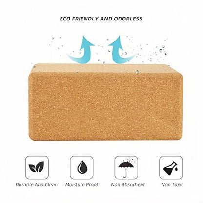 Yoga Block - Fine-Grain Cork Block, Yoga Equipment, Home Gym Accessory, Pilates Tool, Lightweight for Travel, Extra Firm Workout Accessory with Comfortable Edges