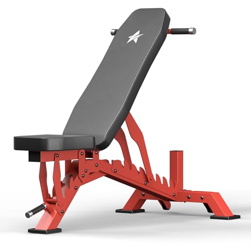Weight Bench, Adjustable Workout Bench for Home Gym Full Body Workout, 1300LBS Weight Capacity Bench Press, Flat/Incline Bench with 33" Extra-Long Backrest & Wheels