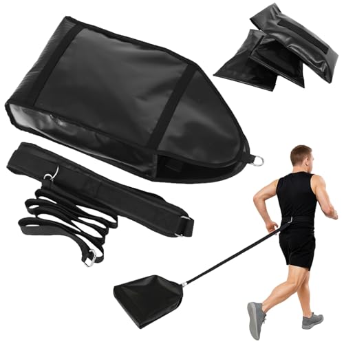 Adjustable Sled Pulling Belt Weight Sled Trainer, Sandbag Sled Trainer Resistance Sled Trainer with 3 Weight Sandbags & Waist Belt, Speed Training for Strength, Agility, Explosive Power (B)