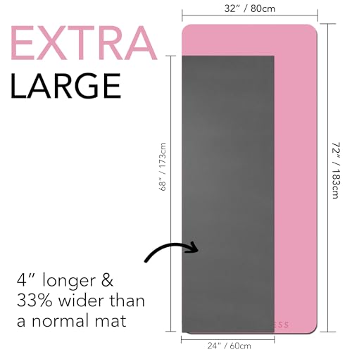 Large Exercise Mat – Extra Thick 10mm Workout Mat (72"x32") – Non-Slip TPE Yoga Mat for Women & Men – Pilates, HIIT, Fitness & Home Gym Mat – Includes Free Carry Bag - color: Pink