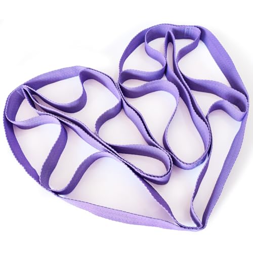 Stretching Strap with Loops, Non-Elastic Yoga Strap for Physical Therapy & Home Rehab, Mobility Exercise Strap for Pilates, Dance & Gymnastics