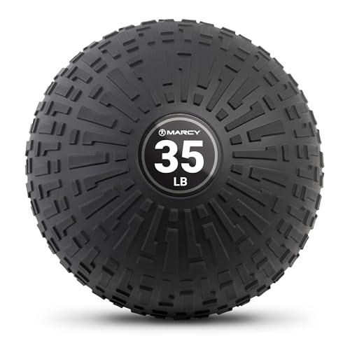 Marcy Slam Ball, 10–50 lbs Dead Weight, Non-Bounce, Sand-Filled Medicine Ball with Durable PVC Shell & Textured Grip for Slams, Tosses, Core & Full Body Training - size: 35 LB