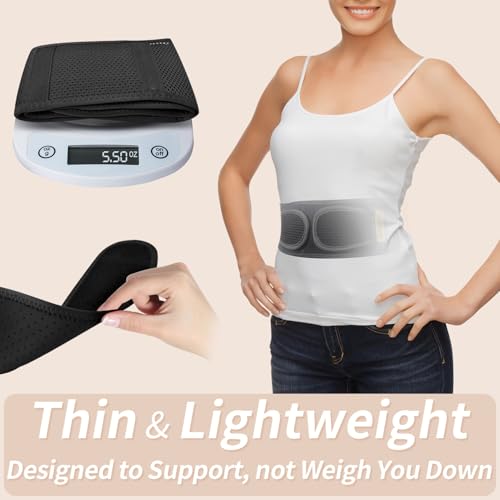 Slim & Narrow Back Brace for Lower Back Pain Women and Men, Lightweight & Thin Back Support Belt for Sciatica, Herniated Disc Relief, Breathable Lumbar Support Belt with Dual Adjustable Compression-XS