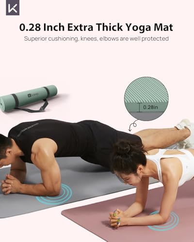KEEP Extra Wide Yoga Mat, 7mm Thick 72" x 32" Exercise Mat - color: Pale Green