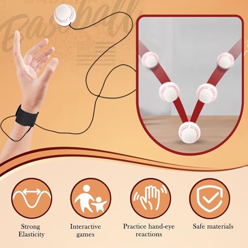 SAYAYA 6/12/24 PCS Wrist Return Ball on a String 2.36 Rebound Return Sport Balls with Elastic Strap Baseball Soccer Tennis Practice Party Favors, Wrist Exercise and Fun Play for Kids & Adults