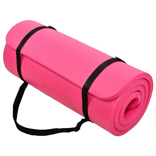 Fitvids 1/2-Inch Extra Thick High Density Anti-Tear Exercise Yoga Mat with Carrying Strap