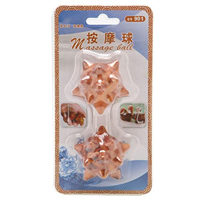 2pcs Hand Massage Ball, Wooden Palm Relaxing Spiky Textured Acupoint Massage Balls for Elderly, Magic Massage Ball Set for Myofascial Point Release Deep Tissue Massage