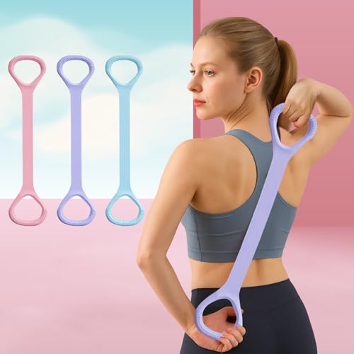Figure 8 Resistance Band, Yoga Elastic Stretching Cord for Arms, Back, Legs, Chest and Shoulders, Yoga, Pilates, Stretching, Home Gym Workout - color: Purple