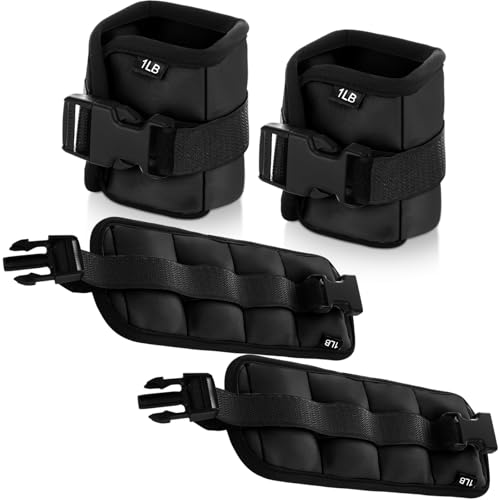 2 Pairs Ankle Wrist Weights for Land or Aquatic Exercise Aqua Cuffs Aqua Aerobics Fitness Bands for Ankle and Wrist Adjustable Weights for Swimming Pool Workout Equipment - color: Black, size: 1lb