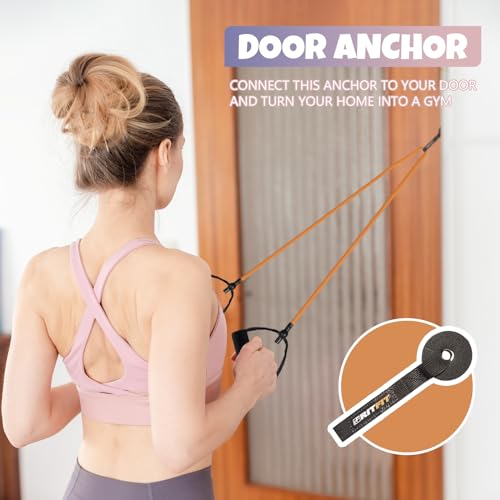 RitFit Single Resistance Exercise Band with Comfortable Handles - Ideal for Physical Therapy, Strength Training, Muscle Toning - Foam Padding Door Anchor and Starter Guide Included - size: 30-35lbs