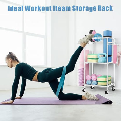 LIANTRAL Yoga Mat Storage Rack - Metal Gym Organizer for Yoga Mats, Foam Rollers & Fitness Equipment, Space Saving Workout Equipment Storage Rack for Home Exercise and Fitness Gear