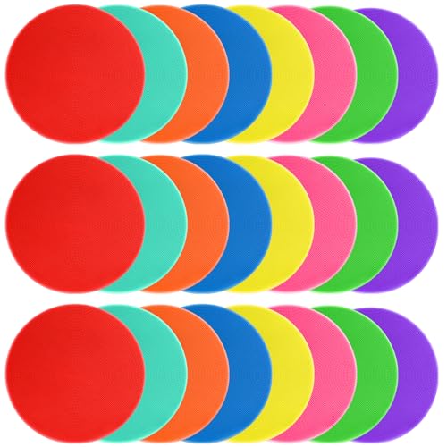 Poly Spots 9 Inch 8 Colors Spot Markers for Gym Floor Flat Cones - style: 24pcs 9inch (8colors)