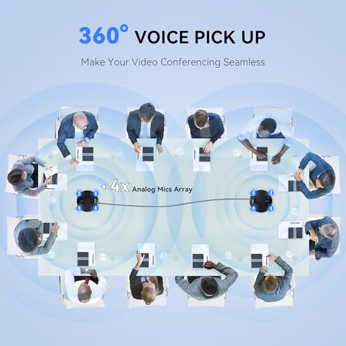 Tenveo MagiCall-EX Bluetooth Conference Speakerphone, Daisy Chain Expandable for up to 30 Attendees, 360° Voice Pickup, AI Noise Cancelling, USB/Bluetooth Wireless Speaker for Meetings & Large Rooms - color: Cosmic Black