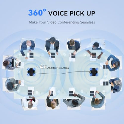 Tenveo MagiCall-EX Bluetooth Conference Speakerphone, Daisy Chain Expandable for up to 30 Attendees, 360° Voice Pickup, AI Noise Cancelling, USB/Bluetooth Wireless Speaker for Meetings & Large Rooms - color: Cosmic Black