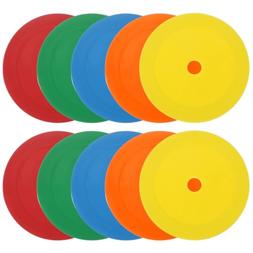 PATIKIL 10Pcs Flat Cones, 6 Inch Spot Markers Small Flat Soccer Training Cone for Football Basketball Agility Practice Sports Training Equipment - color: 5 Colors