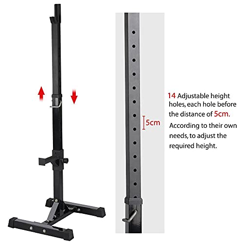 Yaheetech 2PCS Adjustable 44-70 Inch Squat Rack Portable Utility Home Gyms Workout Weight Dumbbell Racks Stands for Exercise & Fitness Strength Training