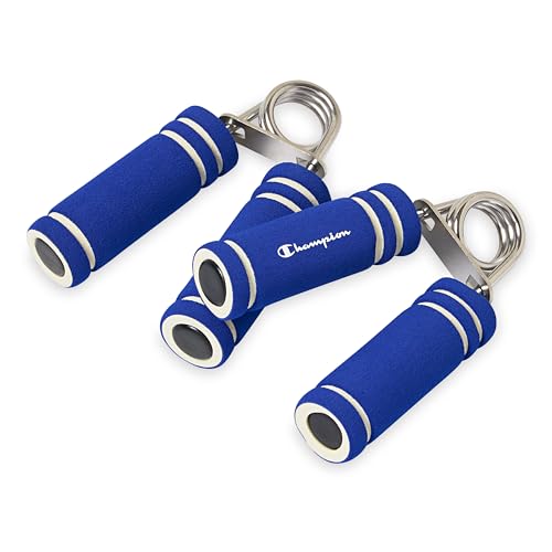 Champion 2-Pack Hand Grip Strengthener, Medium Resistance Grip Strength Trainer with Soft Foam Handles, Forearm and Wrist Trainer for Home Gym Workouts, Stress Relief and Daily Conditioning - color: Blue, size: Soft/2-Pack