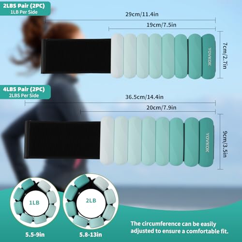 Ankle Weights for Women Men, Silicone Wrist Weights Set of 2 - Wearable Leg Weights/Arm Weights Ideal for for Home Gym Workout, Running, Yoga, Pilates, Barre, Exercise, Strength Training