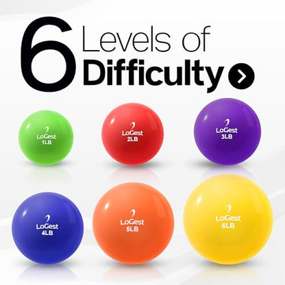 Logest Weighted Toning Exercise Balls Pair - Round Shape Medicine Ball - 1LB 2LB 3LB 4LB 5LB 6LB Available - Toning Muscle for Men & Women - size: 4LB - Pair