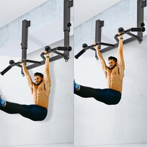 SELEWARE Heavy Duty Welded Pull Up Bar Wall/Joist/Ceiling Mount Chin Up Bar - color: E2: Black Joist Mount Pull Up Bar