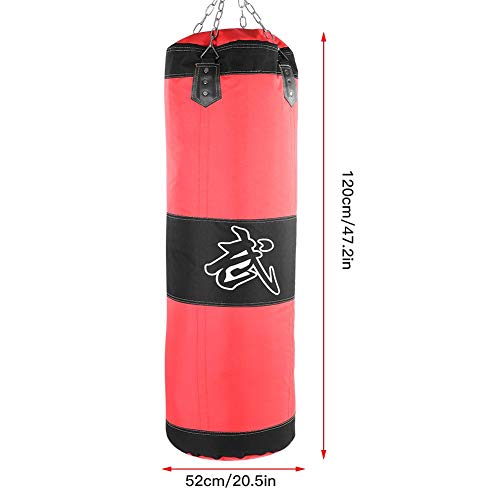 Tbest Heavy Boxing Punching Bag, Empty Sandbag Hanging Punching Bag Training MMA Kickboxing Muay Thai Boxing Sandbag Hook Kick Sandbag for Kid Adult - color: Red, size: 1.2m