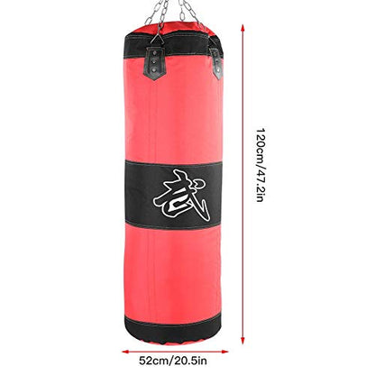 Tbest Heavy Boxing Punching Bag, Empty Sandbag Hanging Punching Bag Training MMA Kickboxing Muay Thai Boxing Sandbag Hook Kick Sandbag for Kid Adult - color: Red, size: 1.2m