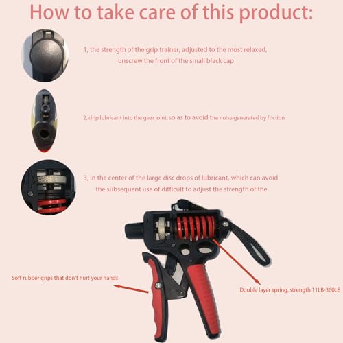 Adjustable Grip Strengthener 11-360 LBS, Forearm Strengthener Trainer with Wrist Guards, Lubricant & Storage Cord, Heavy-Duty Hand Grip Exerciser for Gym, Home Workout, Muscle Training & Injury Recovery