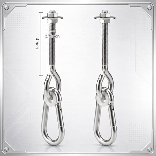 2 Pack 4.13 x 3/8" Heavy Duty Nylon Bushing Swing Hanger 661 Lbs, Swing Set Bracket with Snap Hooks Galvanized Iron Hardware for Wood Beams, Porch Swings, Sandbag Hammocks Yoga