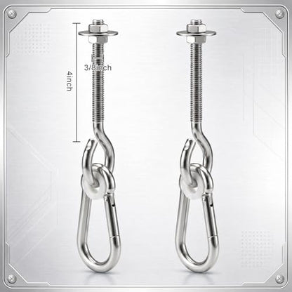 2 Pack 4.13 x 3/8" Heavy Duty Nylon Bushing Swing Hanger 661 Lbs, Swing Set Bracket with Snap Hooks Galvanized Iron Hardware for Wood Beams, Porch Swings, Sandbag Hammocks Yoga
