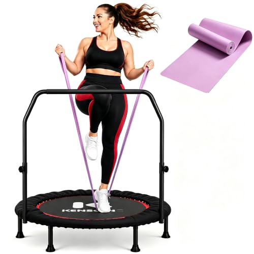 KENSONE 40" Mini Rebounder Trampoline for Adults, Workout Exercise Spring - color: Purple, size: 40" With Bar