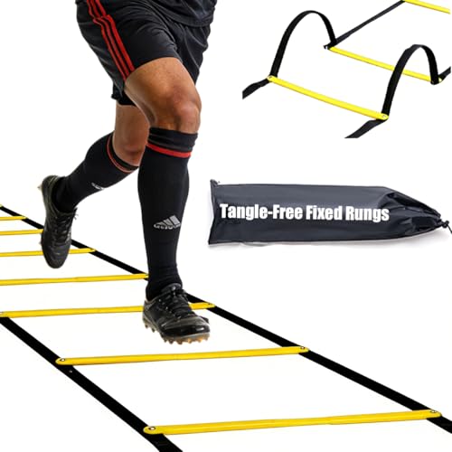 Tangle-Free Agility Ladder, 12 Fixed Rungs, 2 lb Heavy Duty, 18ft