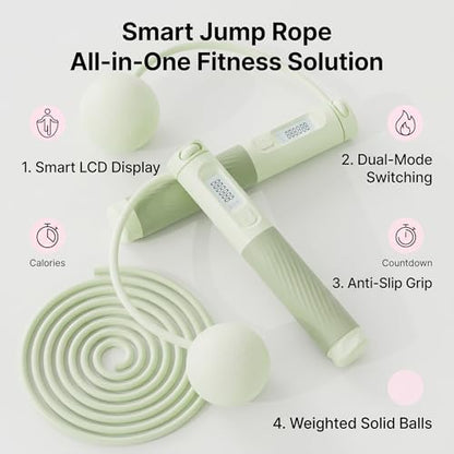 Cordless Counting Jump Rope, Adjustable Weighted Skipping Rope with Digital Counter for Fitness