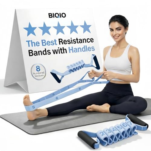 Fitness Resistance Bands with Handles, 2026 Upgrade Yoga Stretch Belt Band for Exercise, Numbered Elastic Fashion Puller for Women, Stretchy, Legs, Glute, Workout, Hip, Body Stretcher - color: Blue