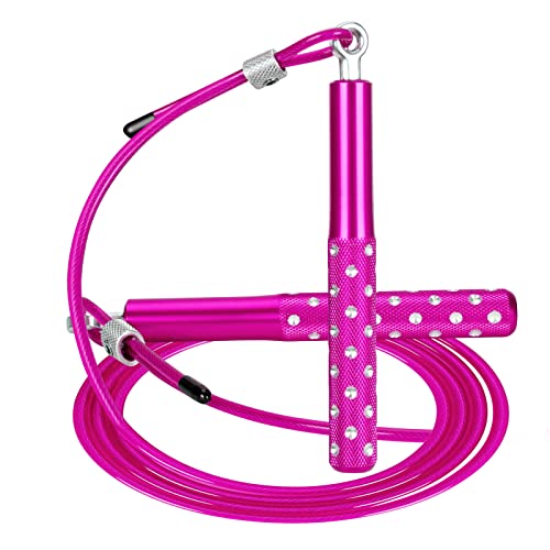 Jump Rope, Wastou Speed Jumping Rope for Training Fitness Exercise, Adjustable Adults Workout Skipping Rope for Men, Women, Kids, Girls - color: Pink-B