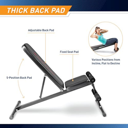 Marcy Multi-Position Adjustable Utility Bench for Home Gym Weightlifting and Strength Training - color: Black/Red