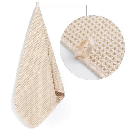 POLYTE 430 GSM Poly Blend Microfiber Quick Dry Waffle Hand Towel, 16x30 in - color: Light Beige
