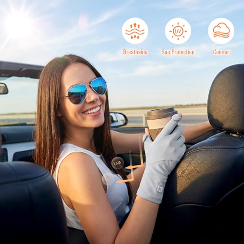 Ice Silk Sunscreen Gloves UV Protection Mittens Non-Slip Touch Screen Driving Gloves for Cycling Riding Golfing Hiking