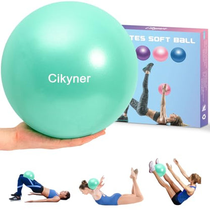 Cikyner Soft Pilates Ball, 9 Inch Small Exercise Ball with Inflatable Straw - color: Light Green