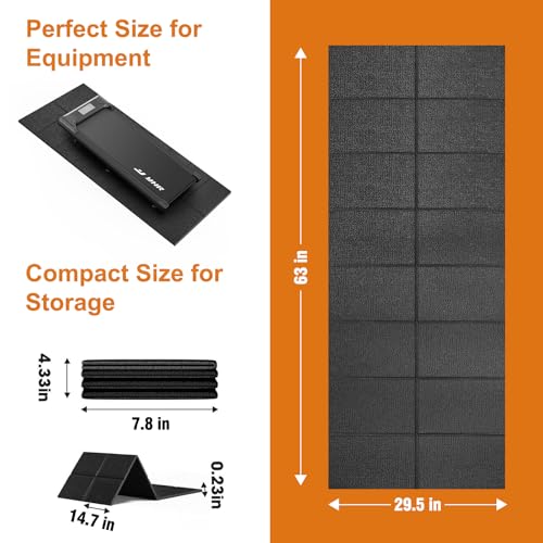HOVSCO Foldable Treadmill Mat Non-Slip Exercise Bike Mat, 1/4" Thick, 30"x63" Waterproof Walking Pad for Carpet, Hardwood Floors, Workout, Indoor Bikes, Fitness Equipment, Home Yoga