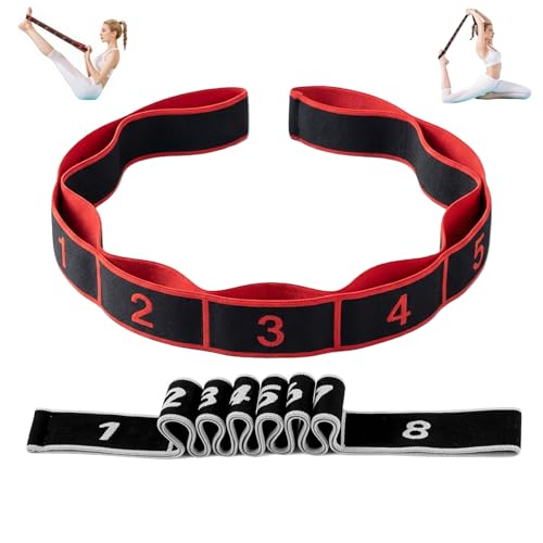2Pack 8-Section Resistance Band with Numbered Markings, Exercise Band for Stretching, Yoga, Pilates & Home Fitness - Track Progress with Adjustable Tension, High-Elastic Latex Training Band