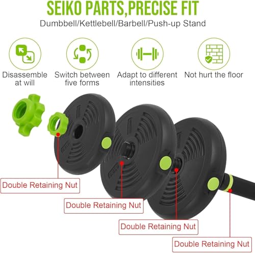 44Lbs Adjustable 4-In-1 Dumbbell Set, Sand Filled PE Dumbbells with Kettlebell Combo Multi-Function Strength Training Weights Home Gym Equipment for Bench Press Squats and Push-Up Handles