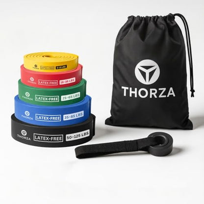 Resistance Bands Set – 5 Stackable Levels Up to 150 lbs, Workout Bands with Handles, Door Anchor & Carry Bag, Latex-Free TPE Exercise Bands – Full Body Home Gym (7-Piece Set)