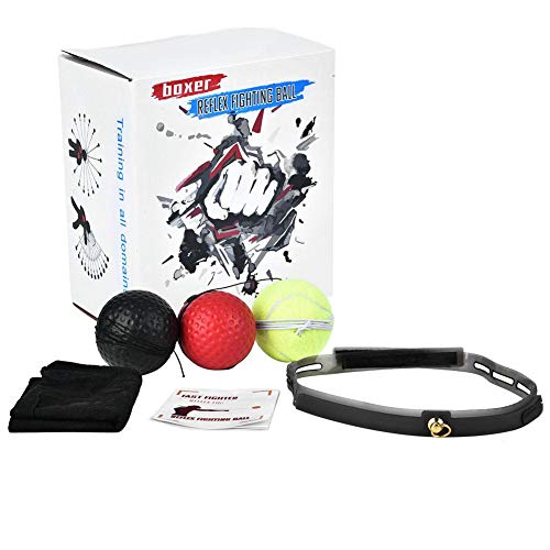Dioche Boxing Reflex Ball Set with Reflex Ball and Headband, Boxing Speed Training Balls, Boxing Punch Exercise Ball for Reflex Speed Training, Fight Skill and Hand Eye Coordination Training